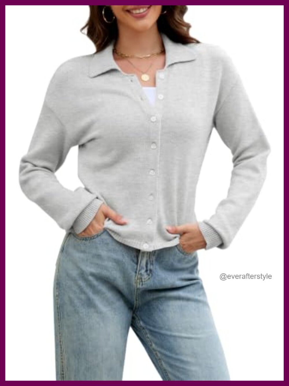 Lightweight Collared Long Sleeve Button Up Cropped Cardigan Sweater